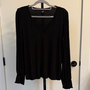1. State Black V-Neck Long Sleeve Top